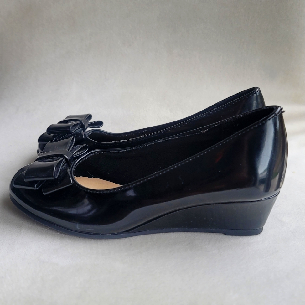 Little Toddler Girls American Eagle Black Dress Shoes Wedges